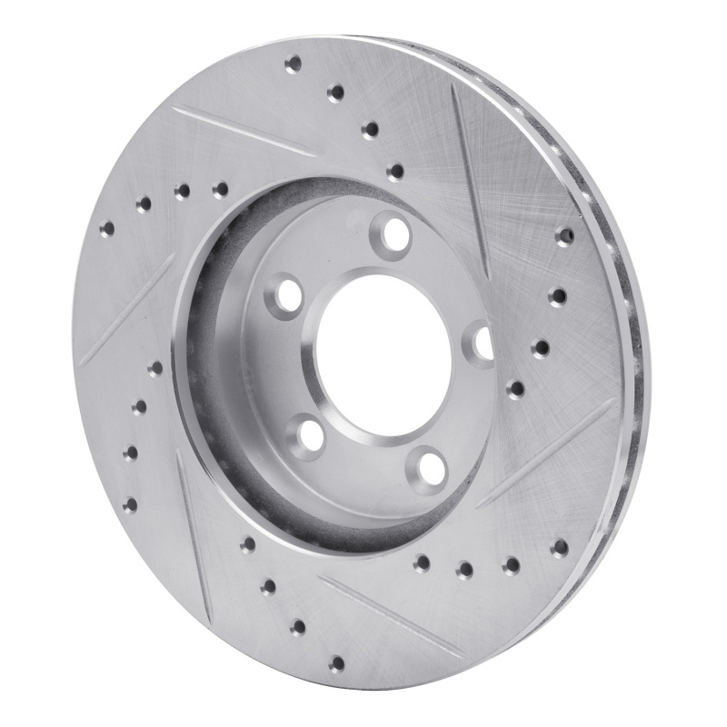 Ford Taurus Brake Rotor (1) - Front Left - R1 Concepts - Drilled & Slotted - Silver - `91-`00